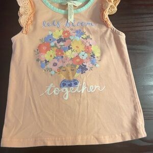 Matilda Jane Orange Tank Top with Floral Design and Ruffle Sleeves